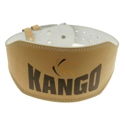 Пояс для тяжелой атлетики Kango Fitness бежевый, кожа размер  S