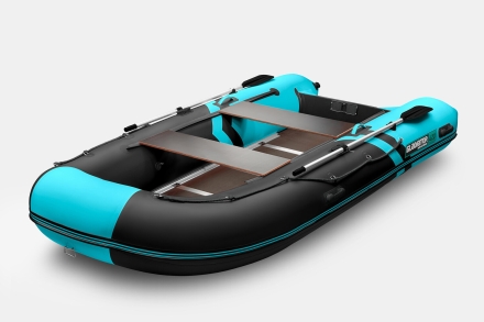 GLADIATOR B 420 LIGHT B Черно-бирюзовый моторная лодка ПВХ Фанерный пайол, фото 1