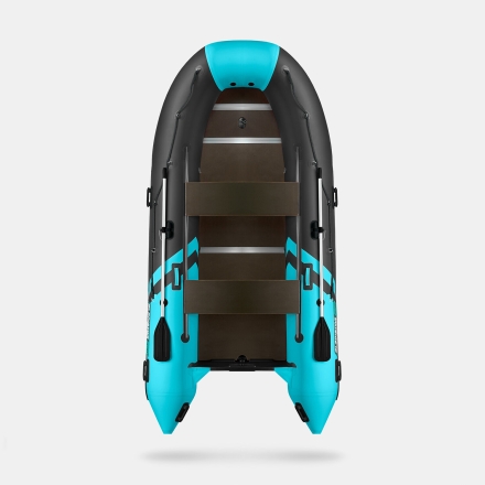 GLADIATOR B 420 LIGHT B Черно-бирюзовый моторная лодка ПВХ Фанерный пайол, фото 3