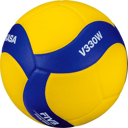 Мяч вол. &quot;MIKASA V330W&quot;, р.5, синт.кожа (ПУ), 18 пан., оф. парам. FIVB,клееный, бут.кам, желто-синий, фото 2