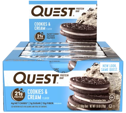 Батончик Quest Nutrition Quest Protein Bar Cookies Cream (печенье с кремом), 12 шт, фото 1