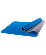 Коврик для йоги FM-201, TPE, 173x61x0,4 см, синий/серый