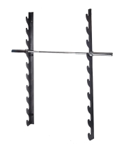 Держатель для 10 олимпийских грифов настенный горизонтальный Держатель для 10 олимпийских грифов настенный горизонтальный