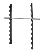 Держатель для 10 олимпийских грифов настенный горизонтальный Держатель для 10 олимпийских грифов настенный горизонтальный