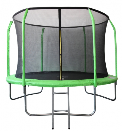 Батут 10FT 3,05м SportElite фиберглас, с защитной сеткой внутрь и лестницей, салатовый, GB30201-10FT, фото 1