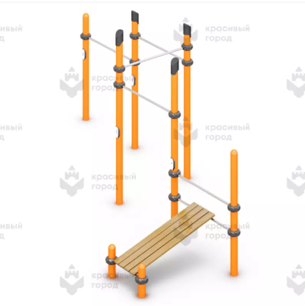 Каскад из пяти турников и скамейки для упражнений пресса, фото 1