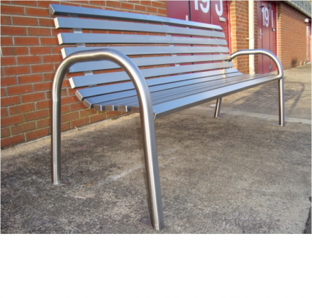 Скамья со спинкой из нержавеющей стали, фото 1