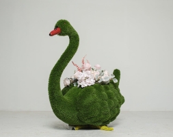 Топиари лебедь Аглия, с кашпо - газон Eco, фото 1