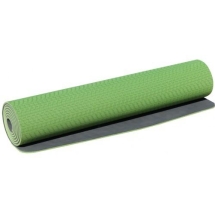 Коврик для йоги и фитнеса PROFI-FIT, 6 мм, ПРОФ (зеленый/серый)