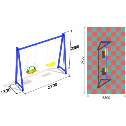 Детские качели №4 двухместные со спинкой для детской площадки, фото 2