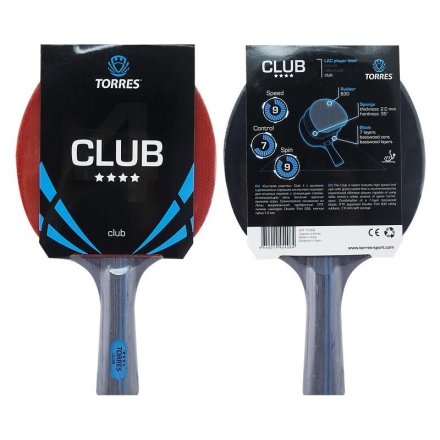 Ракетка для настольного тенниса TORRES Club 4*, для тренировок, одобренная ITTF , фото 1