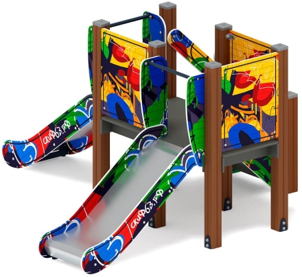 Горка двойная Малыш (Граффити) - ИО 41.01.02-03 - Н=750, фото 1