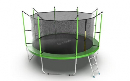 Батут с внутренней сеткой и лестницей, диаметр 12ft (зеленый), фото 3