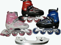 Коньки роликовые раздвижные со сменным лезвием, рама алюминий, колёса PU. арт 13128