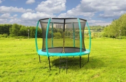 Батут с защитной сеткой (лестница в комплекте) Diamond Fitness Black Edition 8ft (244 см), фото 1