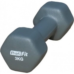 Гантель в виниловой оболочке PROFI-FIT 3 кг, форма шестигранник, серый, фото 3