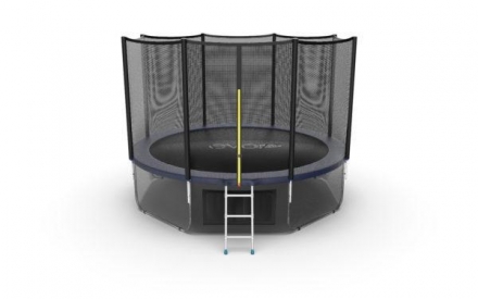 Батут с внешней сеткой и лестницей, диаметр 12ft (синий) + нижняя сеть, фото 1
