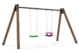Качели AW Д2 двойные на деревянных стойках для детской площадки, фото 1