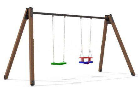 Качели AW Д2 двойные на деревянных стойках для детской площадки, фото 1