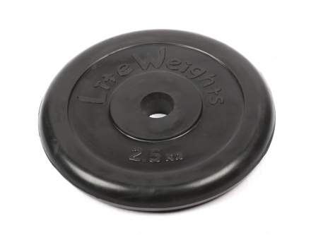 Диск обрезиненный Lite Weights 2473LW 26мм 2,5кг, черный, фото 2