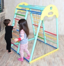 Домашний игровой комплекс Солнышко База, горка ЛДСП, канат, кольца, мат