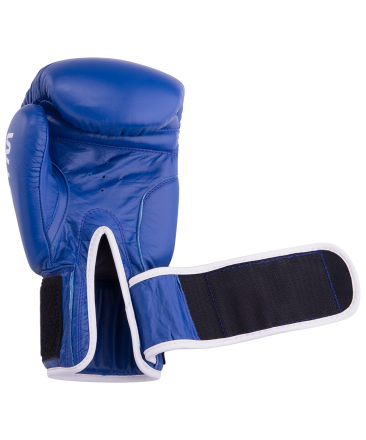 Перчатки боксерские GYM BGG-2018, 10oz, кожа, синие, фото 4