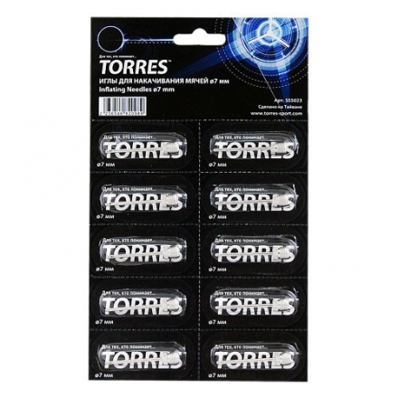Иглы для насоса &quot;TORRES&quot;,  арт.SS5023, уп. 10 шт, диам. резьбы 7 мм, внутр. диам. 5 мм, сталь, фото 1