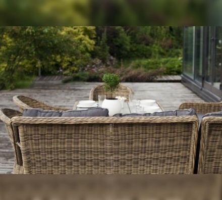 Зона 2 Бергамо обеденная группа угловая из искусственного ротанга, цвет соломенный, фото 13