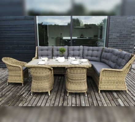 Зона 2 Бергамо обеденная группа угловая из искусственного ротанга, цвет соломенный, фото 4