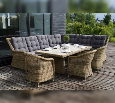 Зона 2 Бергамо обеденная группа угловая из искусственного ротанга, цвет соломенный, фото 2