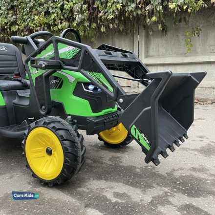 Электромобиль экскаватор-погрузчик A777MP зеленый, фото 12