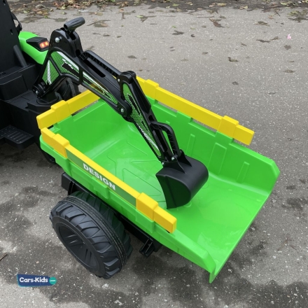 Электромобиль экскаватор-погрузчик A777MP зеленый, фото 5