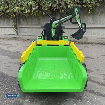 Электромобиль экскаватор-погрузчик A777MP зеленый, фото 2
