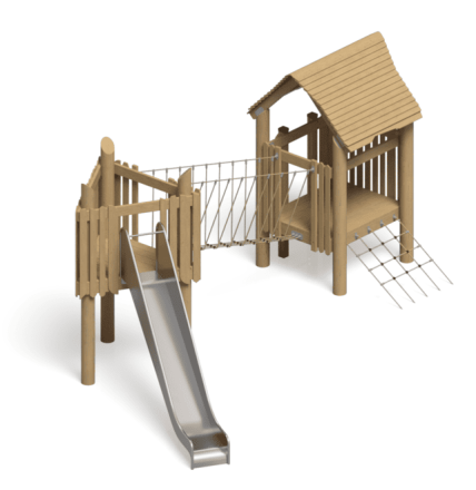 Игровой комплекс Эко Домик с переправой ИК-229 для детской площадки, фото 3