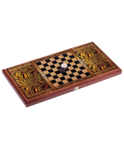 Нарды средние, с деревянными шашками, дубовые, цветной рисунок Нарды средние, с деревянными шашками, дубовые, цветной рисунок