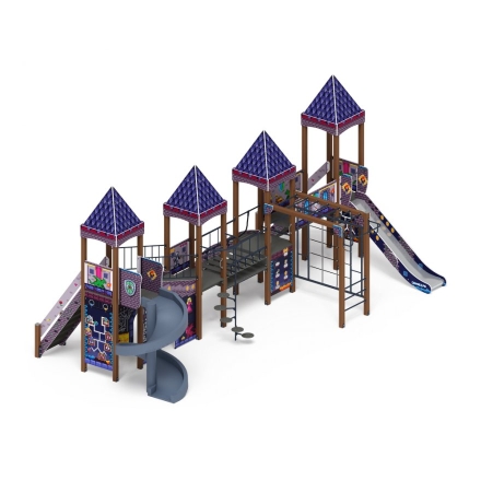 Детская игровая площадка Замок Пиксель ДИК 2.18.10-03 H=1500 H=2000 с винтовым скатом, фото 3