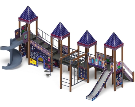 Детская игровая площадка Замок Пиксель ДИК 2.18.10-03 H=1500 H=2000 с винтовым скатом, фото 2