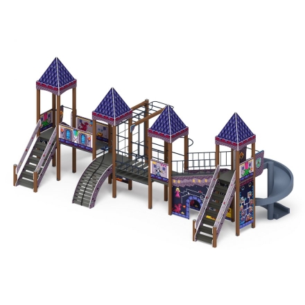 Детская игровая площадка Замок Пиксель ДИК 2.18.10-03 H=1500 H=2000 с винтовым скатом, фото 1