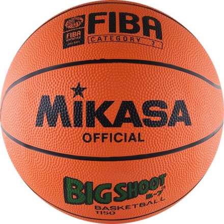 Мяч баск. &quot;MIKASA 1150&quot;  р.7, резина, FIBA III категории, бут.кам, нейл.корд, оранж-чер, фото 1