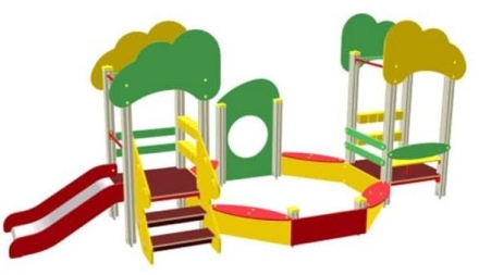 Игровой комплекс СКИ 129 с горкой и песочницей для детской площадки, фото 1