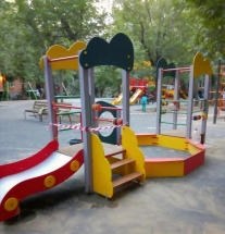 Игровой комплекс СКИ 129 с горкой и песочницей для детской площадки Игровой комплекс СКИ 129 с горкой и песочницей для детской площадки