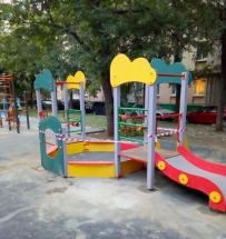 Игровой комплекс СКИ 129 с горкой и песочницей для детской площадки Игровой комплекс СКИ 129 с горкой и песочницей для детской площадки