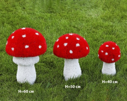 Топиари гриб Мухоморчик, h=40 см - газон Eco, фото 1