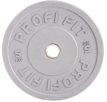 Диск для штанги каучуковый, цветной PROFI-FIT D-51,  5 кг