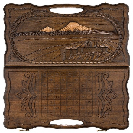 Нарды резные &quot;Арарат и Хор Вирап&quot; с ручкой 30, Haleyan, фото 3