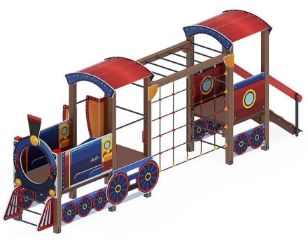 Детская игровая площадка Паровозик ДИК 1.03.5.03-01 Синий H=750, фото 2