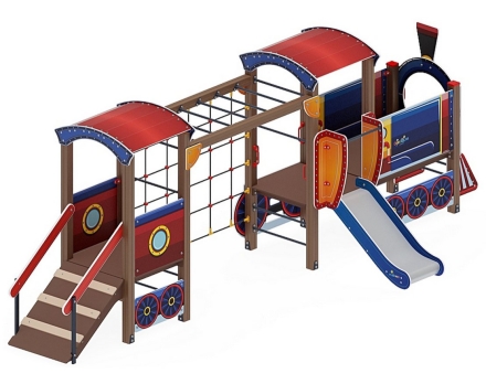Детская игровая площадка Паровозик ДИК 1.03.5.03-01 Синий H=750, фото 3