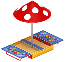 Песочница с крышкой средняя и навесом Грибок (Азбука) - ИО 5.01.10-01