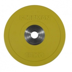 Диск бампированный обрезиненный цветной FOREMAN FM/BM-15KG-YL (15 кг)