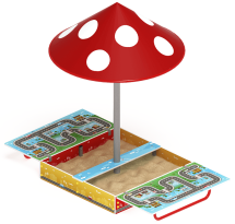 Песочница с крышкой средняя и навесом Грибок (Игра) - ИО 5.01.10-02